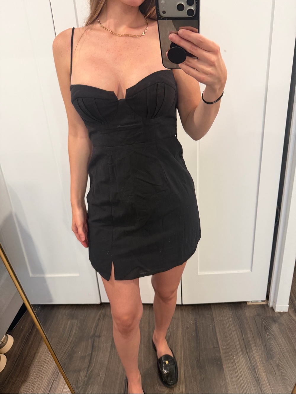 SELFIE LESLIE Black Mini Dress with Spaghetti Straps NWT